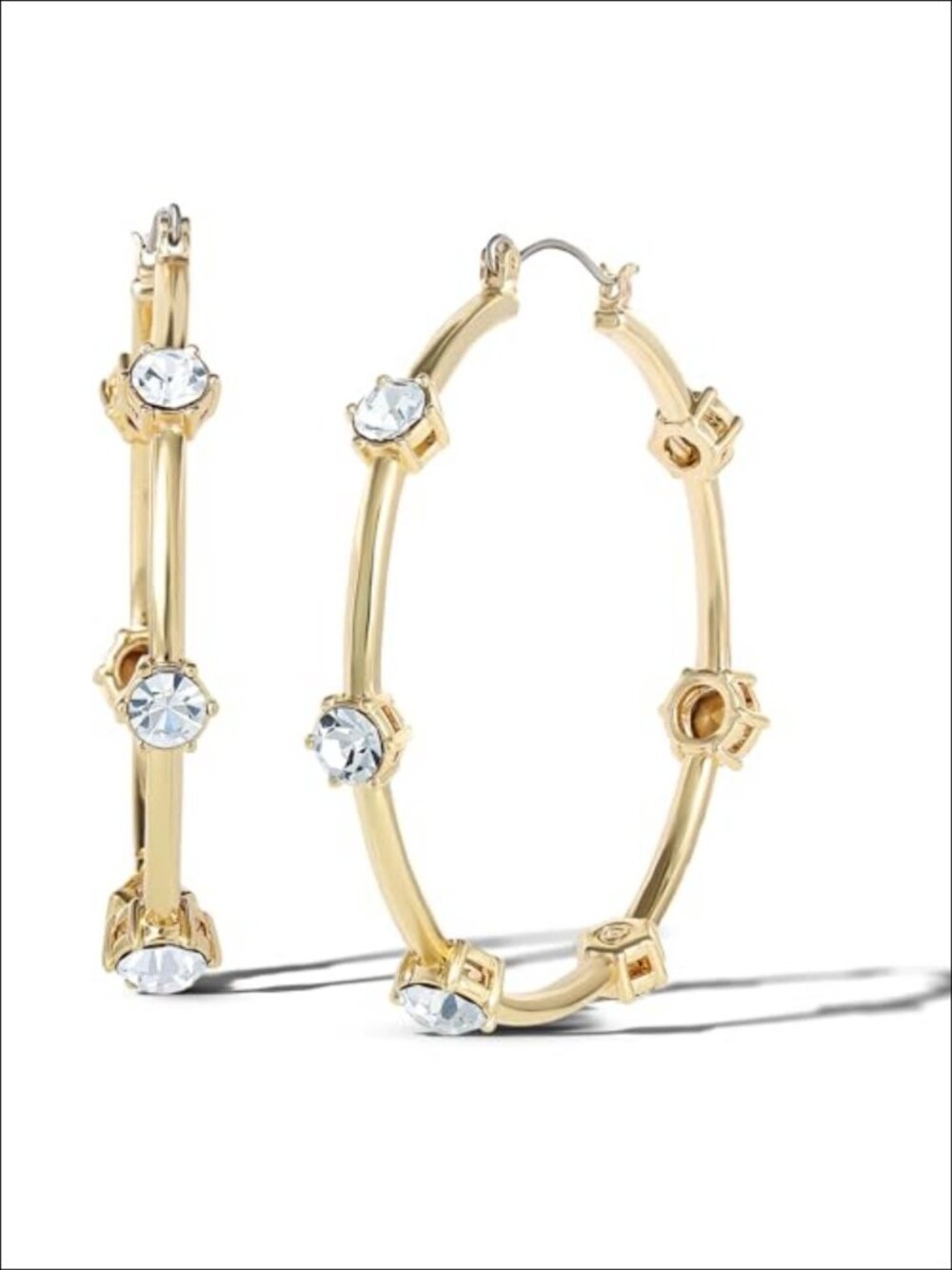 Gold-Tone Hoop Earrings with Crystal Embellishments